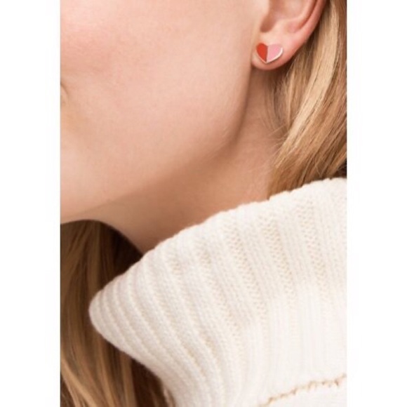 KATE SPADE • Two-Tone Heritage Heart Earrings Valentine’s Day Red Pink - Picture 2 of 5